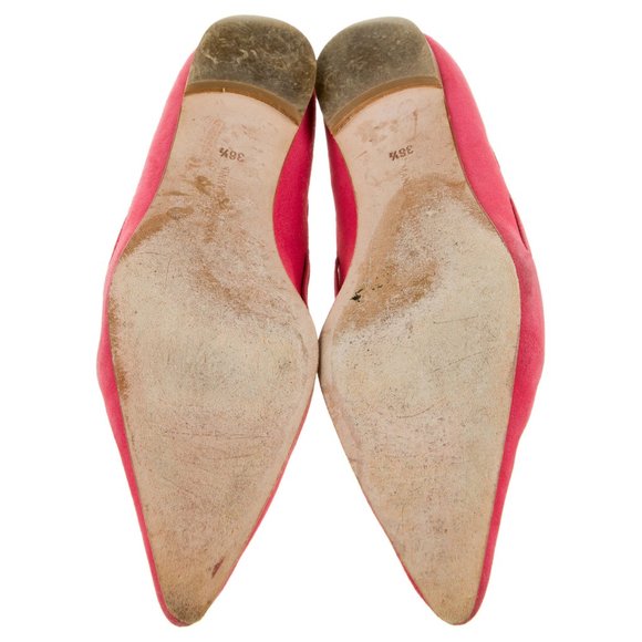 Manolo Blahnik pink suede tassel accent pointed toe flat loafers size 36.5 - Picture 5 of 5